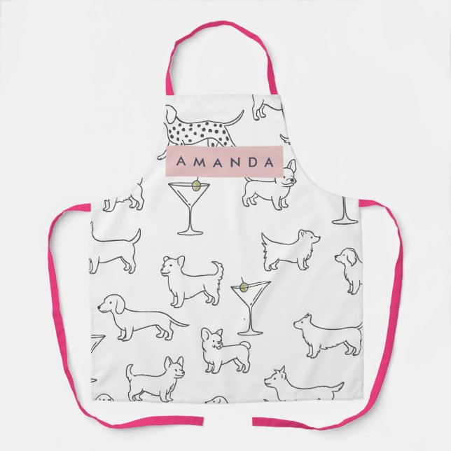 Personalized Cute Playful Dogs & Martinis  Schürze (Vorderseite)