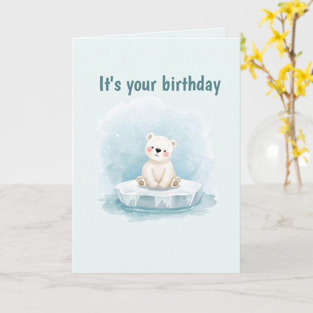 Personalized Cute Polar Bear Birthday Card Karte (Gelbe Blume)