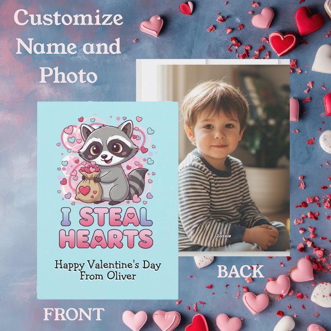 Personalized Cute Raccoon Valentine Feiertagskarte (Von Creator hochgeladen)
