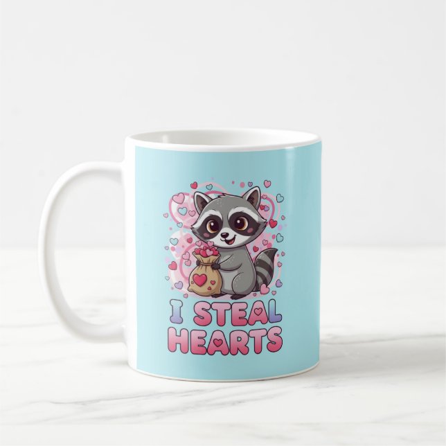 Personalized Cute Raccoon Valentine's Day Kaffeetasse (Links)