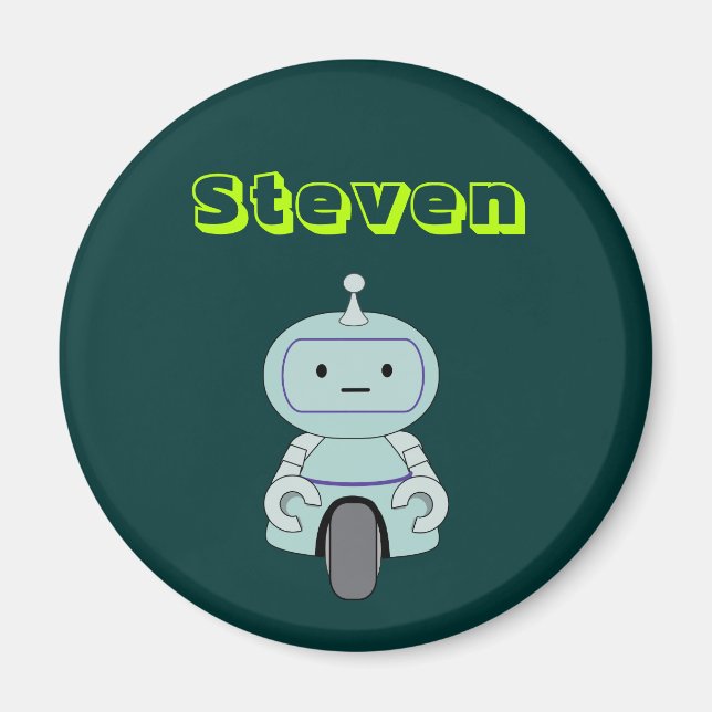 Personalized Cute Robot Illustration Magnet (Vorne)