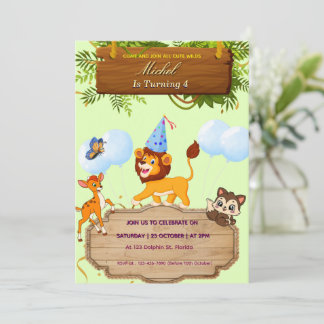 Personalized Cute Safari Birthday Party Invitation Einladung