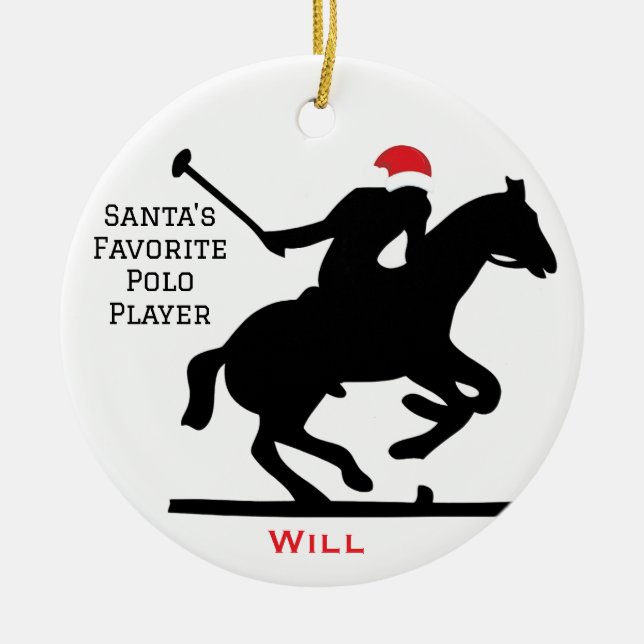 Personalized Cute Santa's Favorite Horse Polo  Keramik Ornament (Vorne)