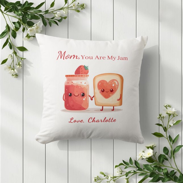 Personalized Cute Strawberry Jam Mothers Day Gift Kissen (Von Creator hochgeladen)