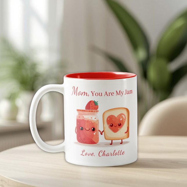 Personalized Cute Strawberry Jam Mothers Day Gift  Zweifarbige Tasse (Von Creator hochgeladen)