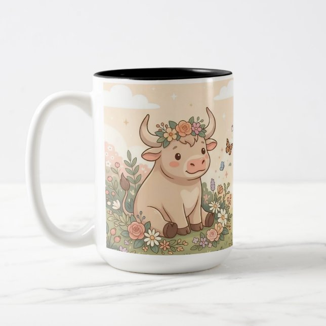 Personalized Cute Taurus Zodiac Mug Zweifarbige Tasse (Links)