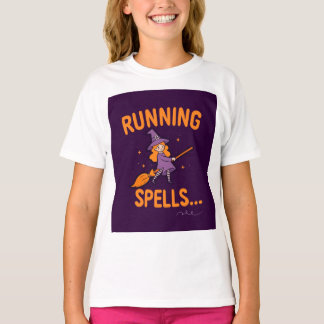 Personalized Cute Witch Running Spells T-Shirt