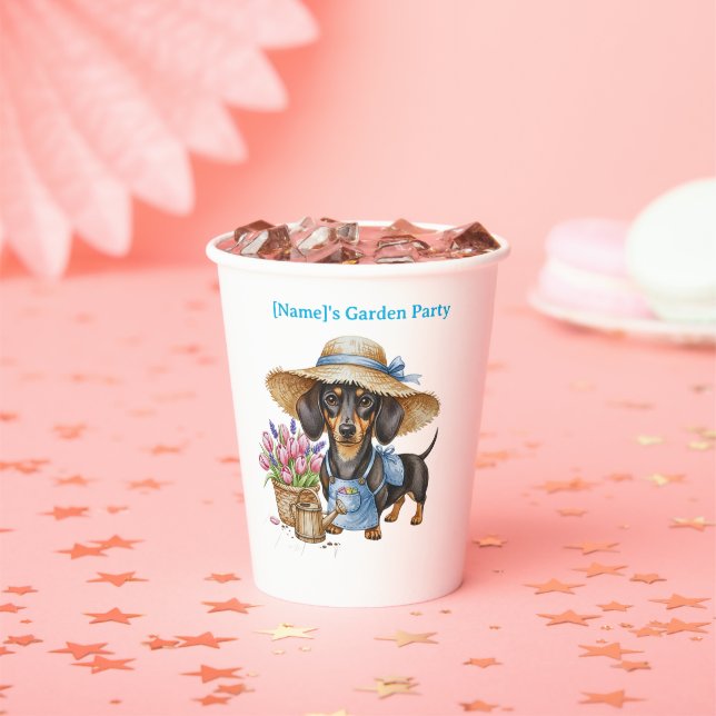 Personalized Dachshund Garden Paper Cup | Cute Dog Pappbecher (Insitu)