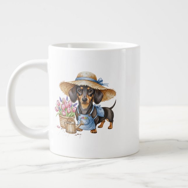 Personalized Dachshund Garden Specialty Mug  Jumbo-Tasse (Links)