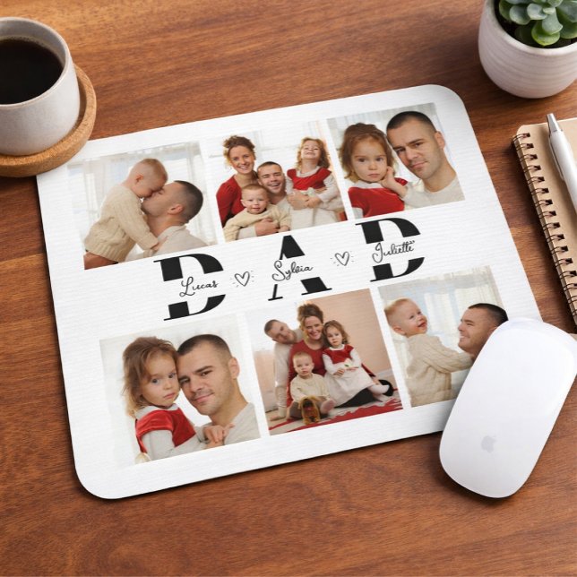 Personalized Dad Photo Collage Mousepad (Von Creator hochgeladen)
