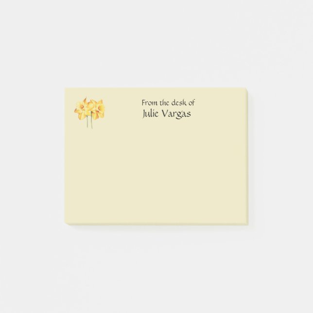 Personalized daffodil yellow Post it notes Post-it Klebezettel (Vorderseite)