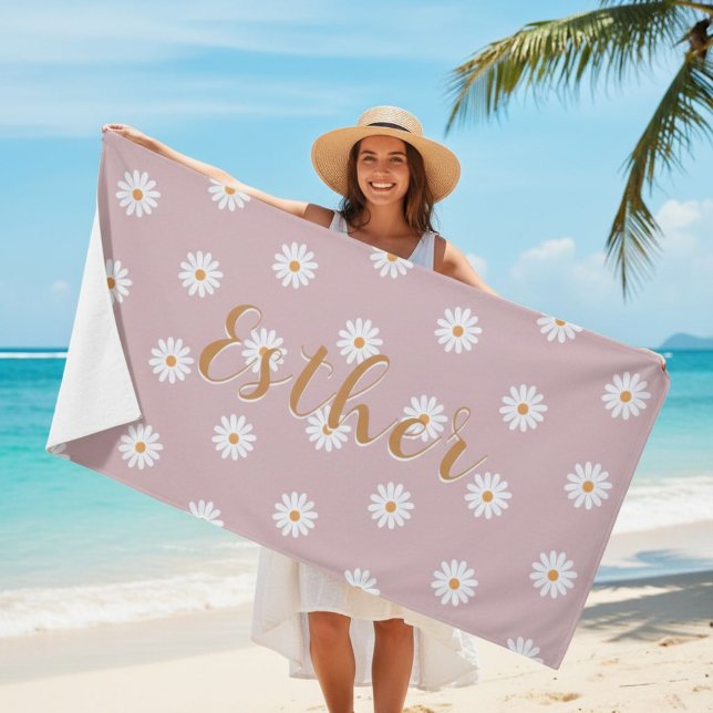 Personalized Daisy Beach Towel, Custom Beach Towel Strandtuch (Von Creator hochgeladen)