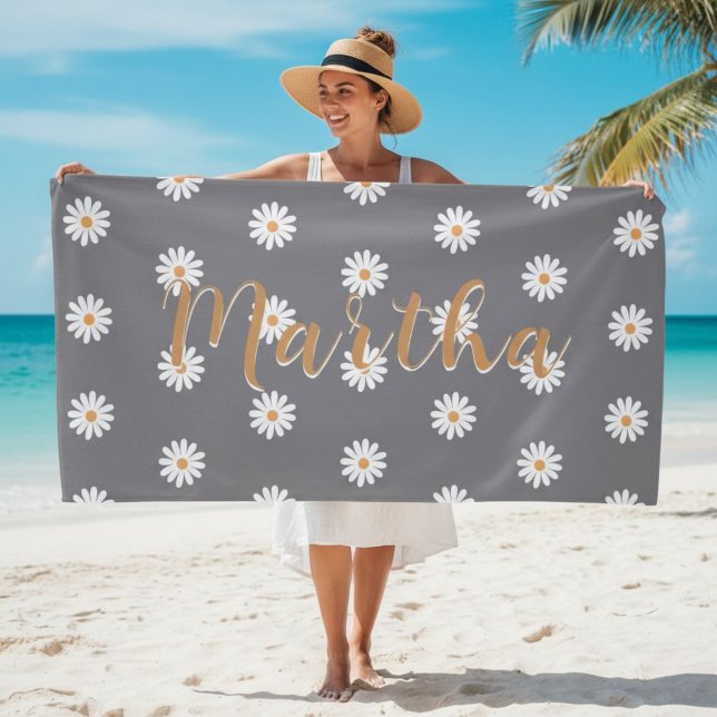 Personalized Daisy Beach Towel, Custom Beach Towel Strandtuch (Von Creator hochgeladen)