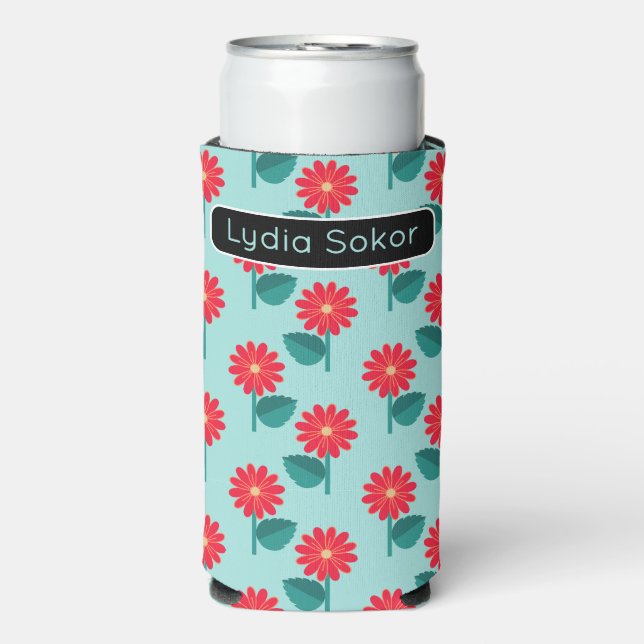 Personalized Daisy Pattern Can Cooler Selters Dosenkühler (Seltzer Vorderseite)