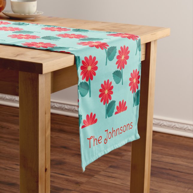 Personalized Daisy Pattern Table Runner Kurzer Tischläufer (Beispiel)