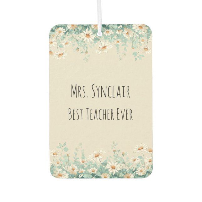 Personalized Daisy Teacher Thank You Autolufterfrischer (Vorderseite)