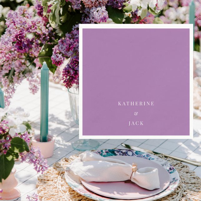 Personalized Dark Lavender Wedding Cocktail Serviette (Von Creator hochgeladen)