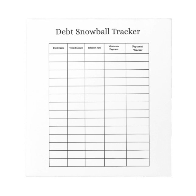 Personalized Debt Snowball Tracker Notepad Notizblock (Vorderseite)