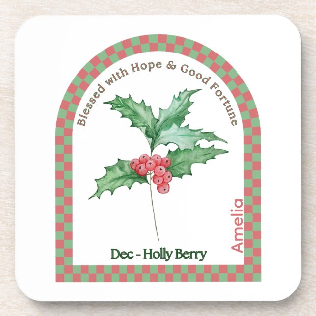Personalized December Birth Month Flower Coaster Getränkeuntersetzer (Vorderseite)