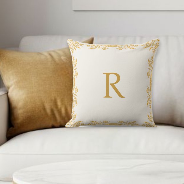Personalized Decorative Pillow, Gold effec Initial Kissen (Von Creator hochgeladen)