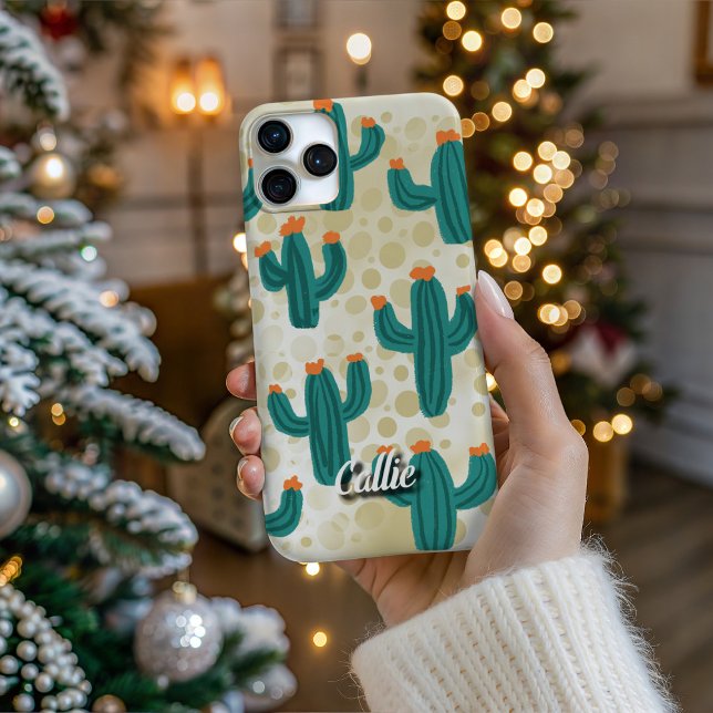 Personalized Desert Sand Cacti Phone Case iPhone Hülle (Personalize Your Tech! Add a custom name to this artistic phone case. It's the perfect unique gift!)