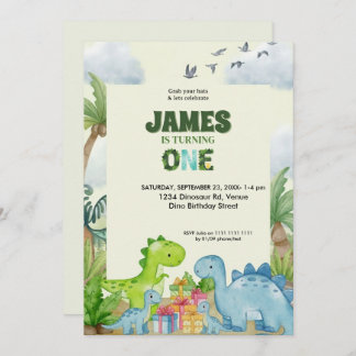 Personalized Dinosaur 1st Birthday Invitation Einladung