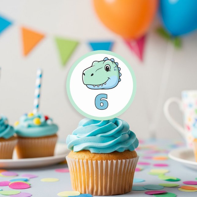 Personalized Dinosaur Age Cupcake Toppers | Dino  Runder Aufkleber (Von Creator hochgeladen)