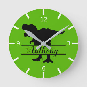 Personalized Dinosaur Square Wall Clock Runde Wanduhr