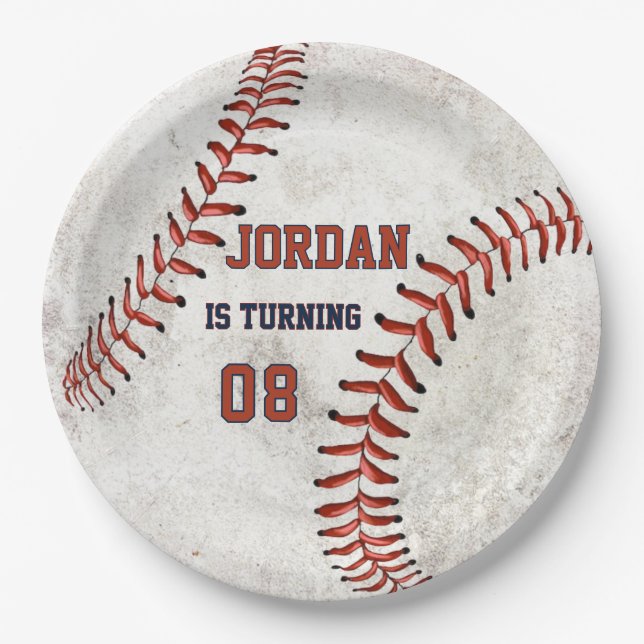 Personalized Dirty Baseball Looking Grunge Party Pappteller (Vorderseite)