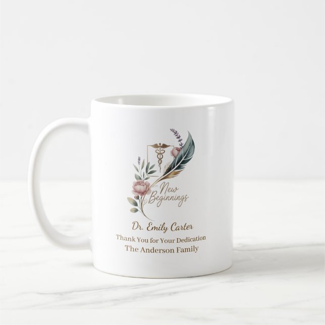 Personalized Doctor Appreciation New Beginnings Kaffeetasse (Links)
