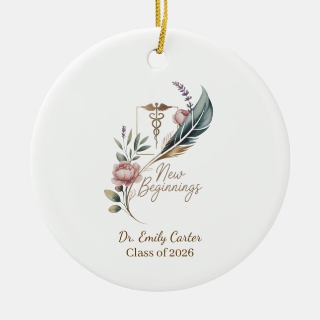 Personalized Doctor Graduation New Beginnings Keramik Ornament (Vorne)