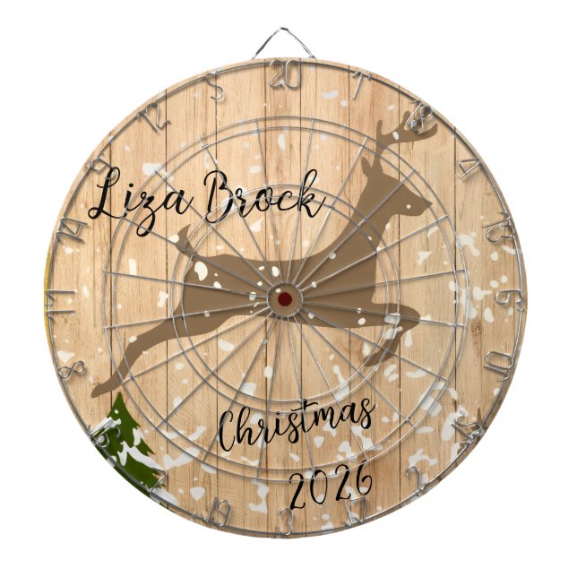 Personalized doe Christmas bauble wooden backgroun Dartscheibe (vorne)