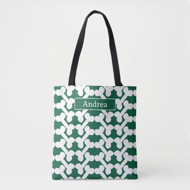 Personalized Dog Bone Pattern Green White Modern  (Vorderseite)