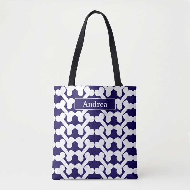 Personalized Dog Bone Pattern Navy White Modern  (Vorderseite)
