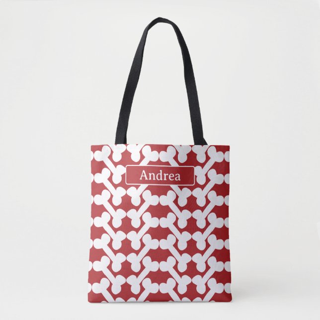 Personalized Dog Bone Pattern Red White Modern  (Vorderseite)