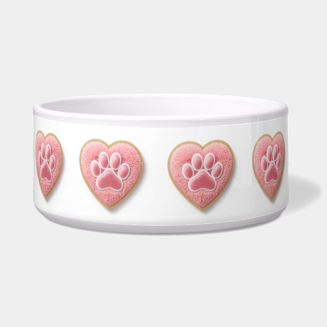 Personalized Dog Bowl | Pet Mom Chenille Paw Print Napf (Vorderseite)
