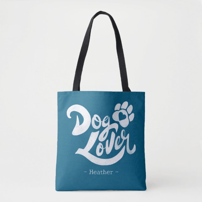 Personalized Dog Lover Hand-Lettered Ocean Blue (Vorderseite)