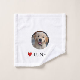 Personalized Dog Lover Photo & Name Towel Waschlappen