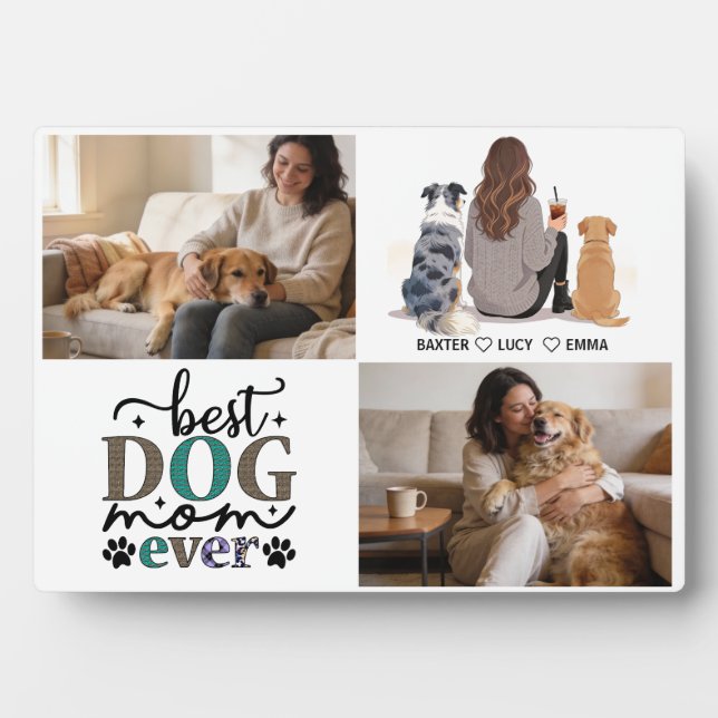 Personalized Dog Mom with Custom Name | Happy  Fotoplatte (Vorderseite)