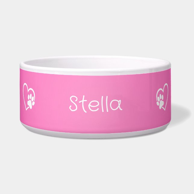Personalized Dog Name Bowl Pink zoom snack nap Napf (Vorderseite)