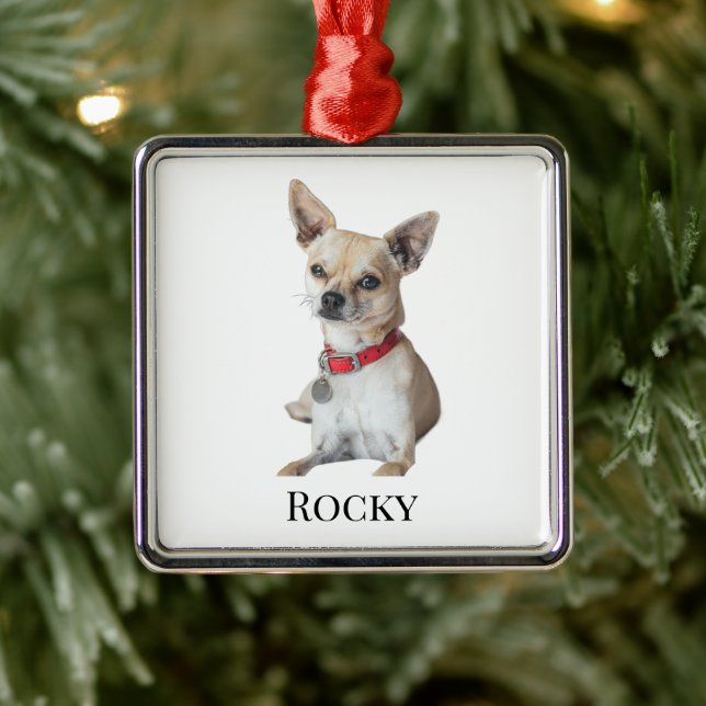 Personalized Dog Photo | Custom Pet Name  Ornament Aus Metall (Baum)