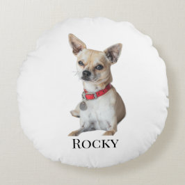 Personalized Dog Photo | Custom Pet Name  Rundes Kissen
