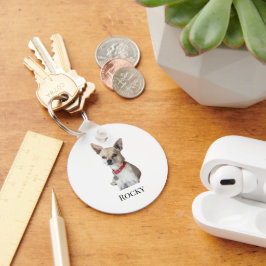 Personalized Dog Photo | Custom Pet Name  Schlüsselanhänger