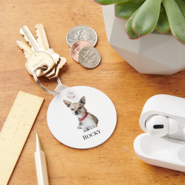 Personalized Dog Photo | Custom Pet Name  Schlüsselanhänger (Schreibtisch)