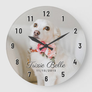 Personalized Dog Photo Große Wanduhr