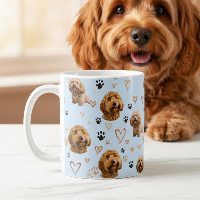 Personalized Dog Photo Light Blue Custom Pet Kaffeetasse (Von Creator hochgeladen)