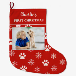 Personalized Dog Photo Name First Christmas Dog Großer Weihnachtsstrumpf