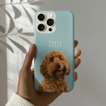 Personalized Dog Photo | Pastel Blue Pet Case-Mate iPhone Hülle<br><div class="desc">Bring your favorite furry friend everywhere you go with this personalized dog photo phone case. Featuring a soft pastel blue background, your pet’s photo, and a custom name, this design is perfect for dog lovers who want something stylish, minimal, and meaningful. This custom pet phone case makes a thoughtful gift...</div>