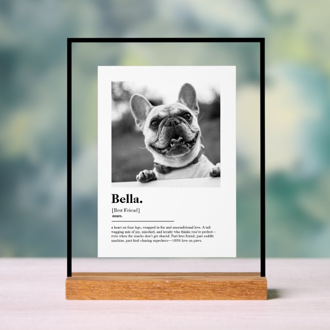 Personalized Dog Photo Print Dictionary Definition Acrylschild (Neutral)