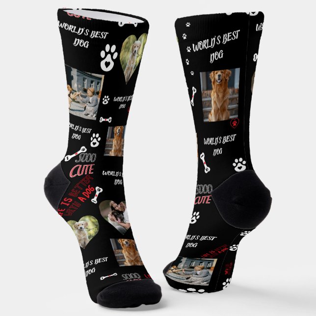 Personalized Dog Photo Socks - Custom Name  Socken (Gewinkelt)